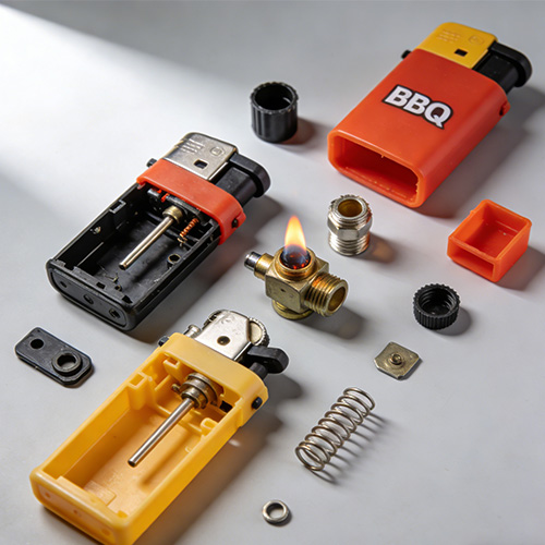 Stampaggio di pezzi di ricambio per accendini in plastica per barbecue