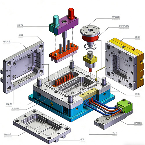 Stampaggio ad iniezione di scatole elettriche e di plastica